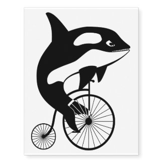 Orca Killer Whale on Vintage Bike Temporary Tattoos