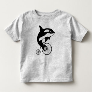 Orca Killer Whale on Vintage Bike Toddler T-shirt