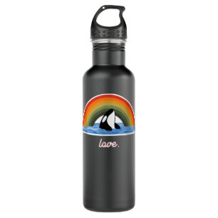 Orca Killer Whale Rainbow Retro Love Stainless Steel Water Bottle
