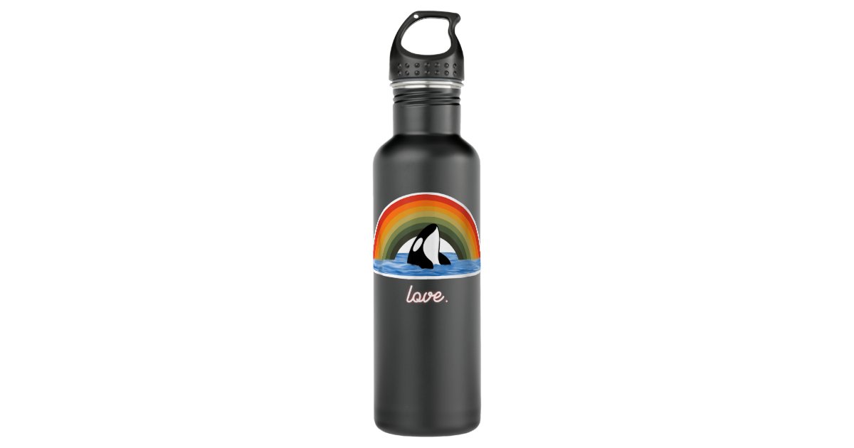 Orca Killer Whale Rainbow Retro Love Stainless Steel Water Bottle