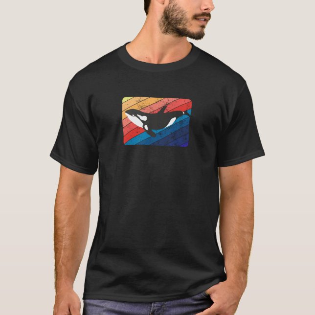 Orca Killer Whale Retro Style Men Women Sea Ocean T-Shirt (Front)