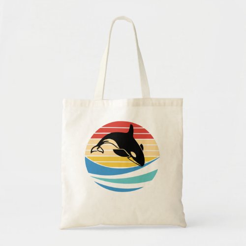 Orca Killer Whale Retro Vintage Sunset Beach Dolph Tote Bag