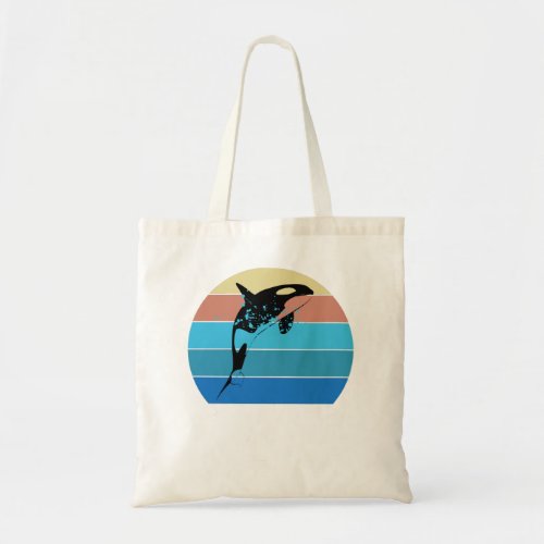 Orca Killer Whale Retro Vintage Sunset Beach Ocean Tote Bag