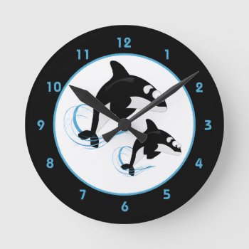 Orca Killer Whale Round Clock by capturedbyKC at Zazzle