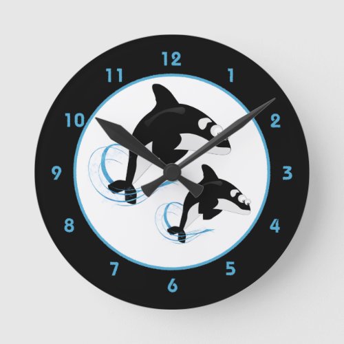 Orca Killer Whale Round Clock