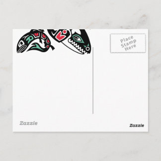 Orca Killer Whale & Salmon - Haida color graphic Postcard