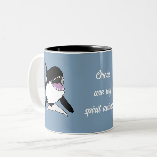 Orca Killer Whale Spirit Animal Two-Tone Coffee Mug (Front Left)