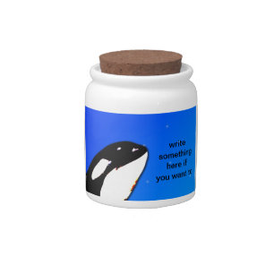 Orca Killer Whale Spy Hops on a Blue Starry Sky Candy Jar
