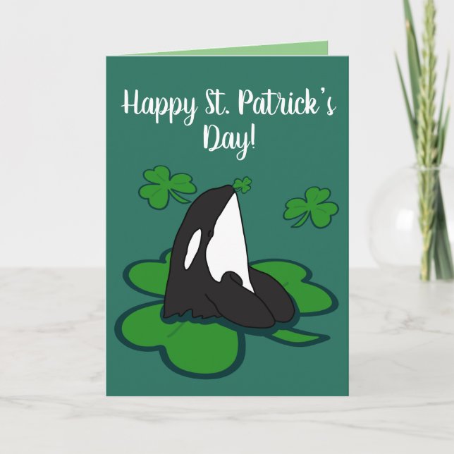 Orca Killer Whale St Patrick’s Day Card (Front)