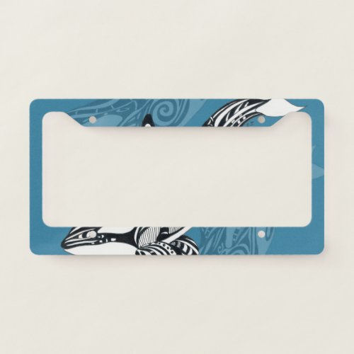 Orca Killer Whale Tlingit Indigo Blue ink License Plate Frame