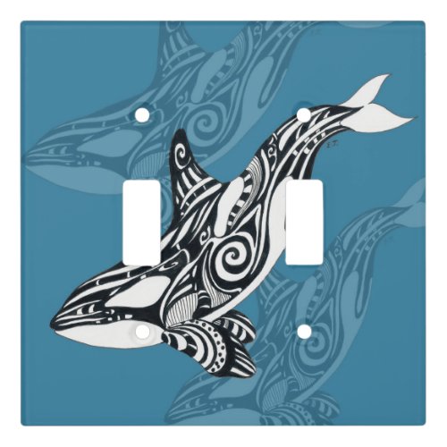 Orca Killer Whale Tlingit Indigo Blue ink Light Switch Cover