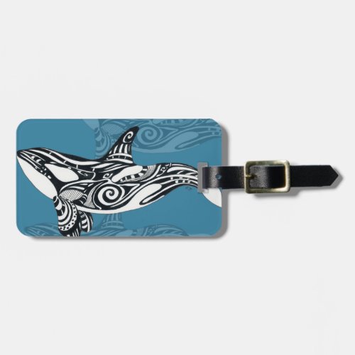 Orca Killer Whale Tlingit Indigo Blue ink Luggage Tag