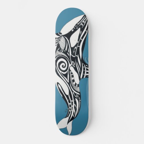 Orca Killer Whale Tlingit Indigo Blue ink Skateboard