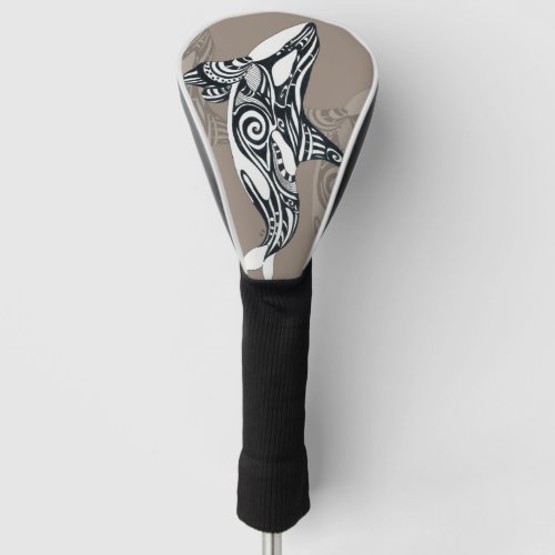 Orca Killer Whale Tlingit Indigo Taupe ink Golf Head Cover