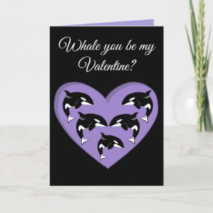 Orca Killer Whale Valentines Day  Holiday Card