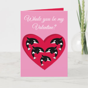 Orca Killer Whale Valentines Day  Holiday Card