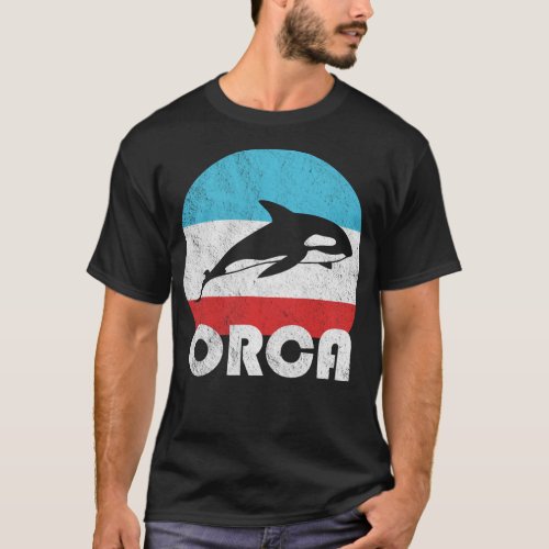 Orca Killer Whale Vintage Retro Silhouette Gift Pu T_Shirt