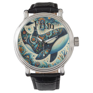 Orca Killer Whale Whimsical Nautical Personalized Watch