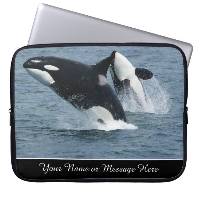 Orca Killer Whales Breaching Personalized Laptop Sleeve (Front)