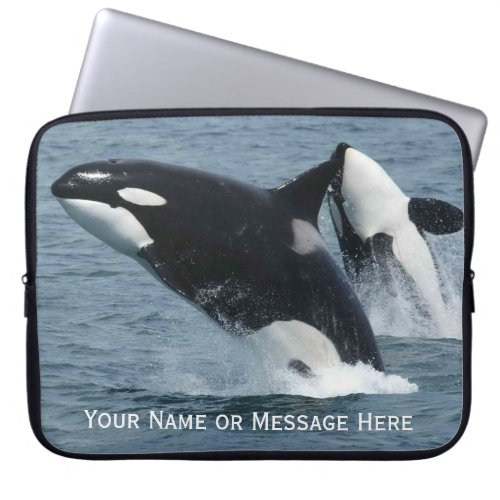 Orca Killer Whales Breaching Personalized Laptop Sleeve