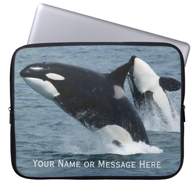 Orca Killer Whales Breaching Personalized Laptop Sleeve (Front)