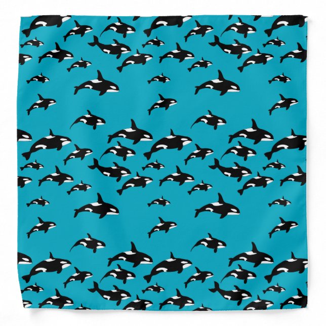 Orca Killer Whales on Blue Bandana (Front)