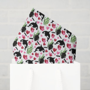 Orca Love Valentine Tissue Paper in White