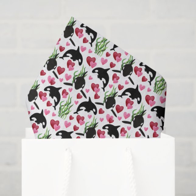 Orca Love Valentine Tissue Paper in White (Gift Bag)
