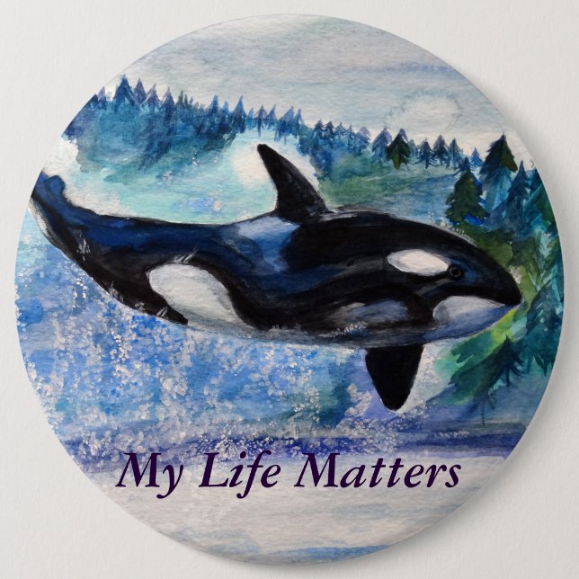Orca lovers Nature friedly  Badge Pinback Button (Front)