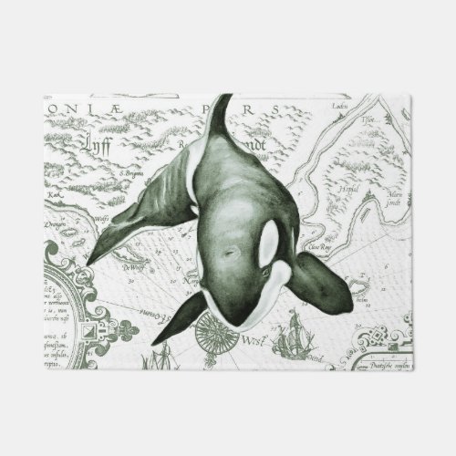 Orca Map Green Doormat