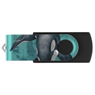 Orca Map Teal USB Flash Drive