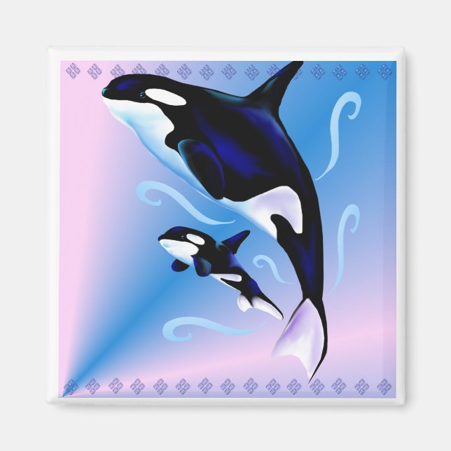 Orca Mom and Baby Magnet (Front)