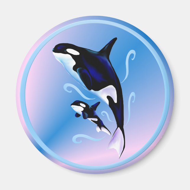 Orca Mom and Baby Magnet (Front)