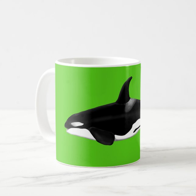 Orca Mug on green (Front Left)