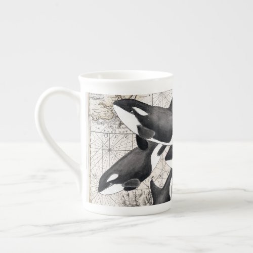 Orca Nautical Compass Bone China Mug