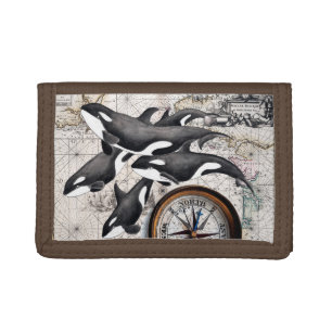 Orca Nautical Compass Trifold Wallet
