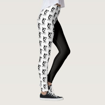 Orca Or Killer Whale Riding A Penny Farthing Bike Leggings by RidersByScott at Zazzle