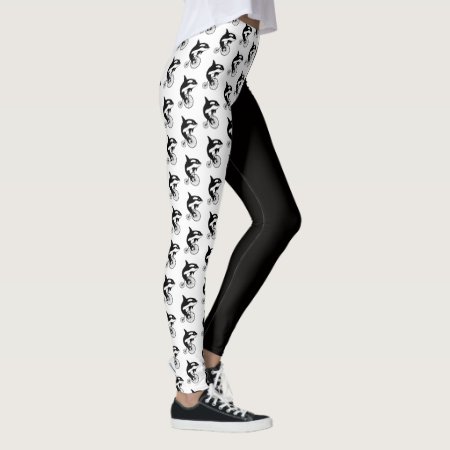Orca Or Killer Whale Riding A Penny Farthing Bike Leggings