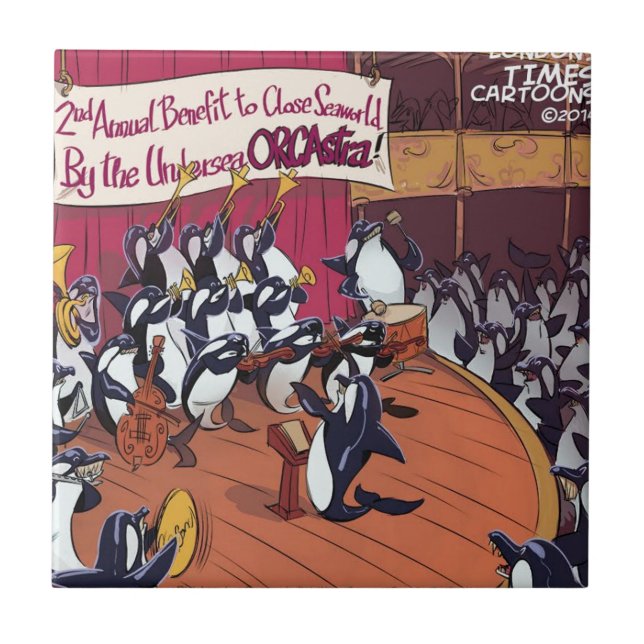 Orca Orchestra Funny Ceramic Tile (Front)
