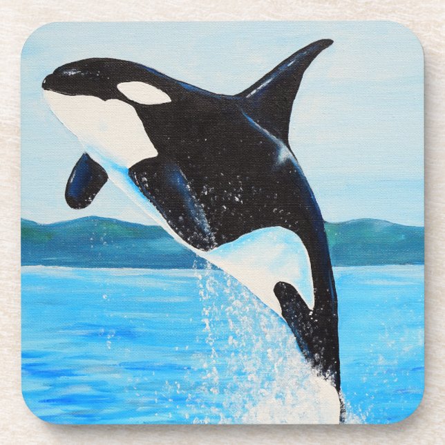 Orca Painting Beverage Coaster (Front)