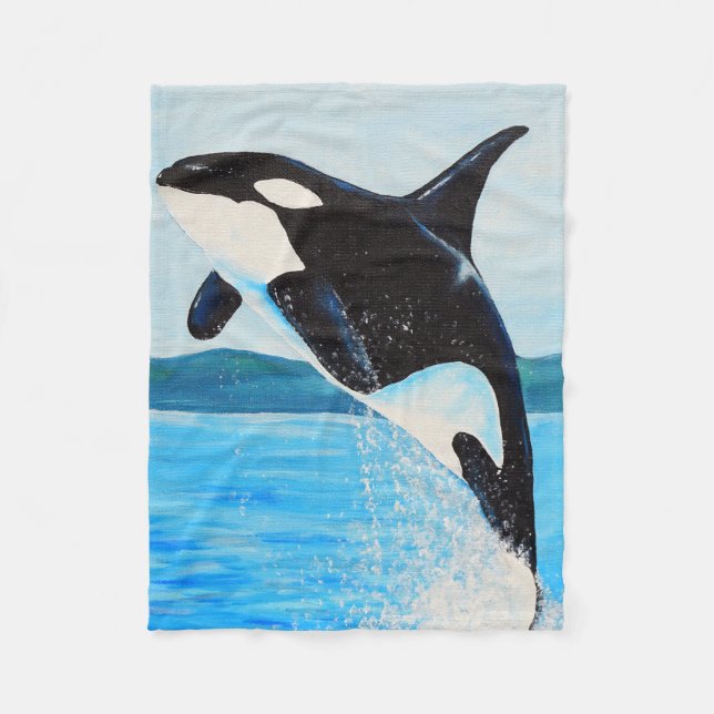 Orca Painting Fleece Blanket (Front)