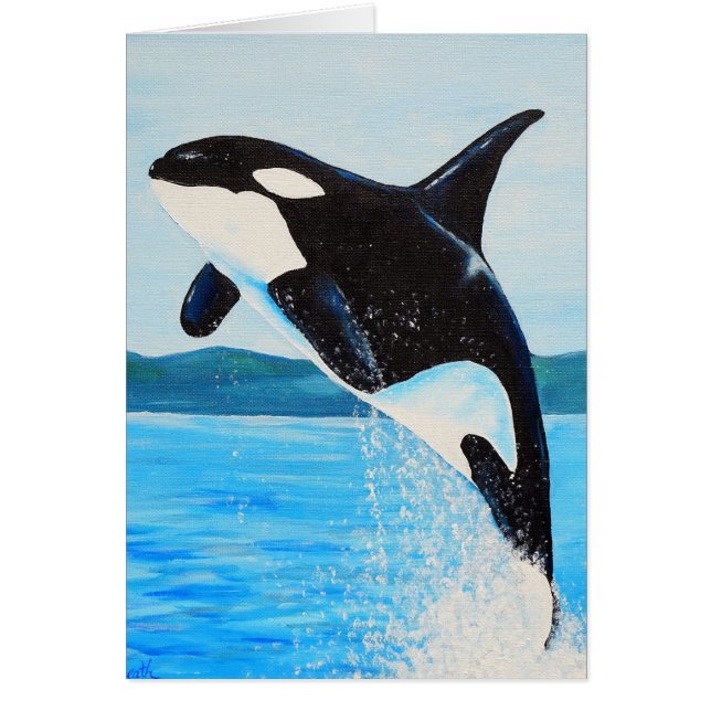 Orca Painting Greeting Card (Front)