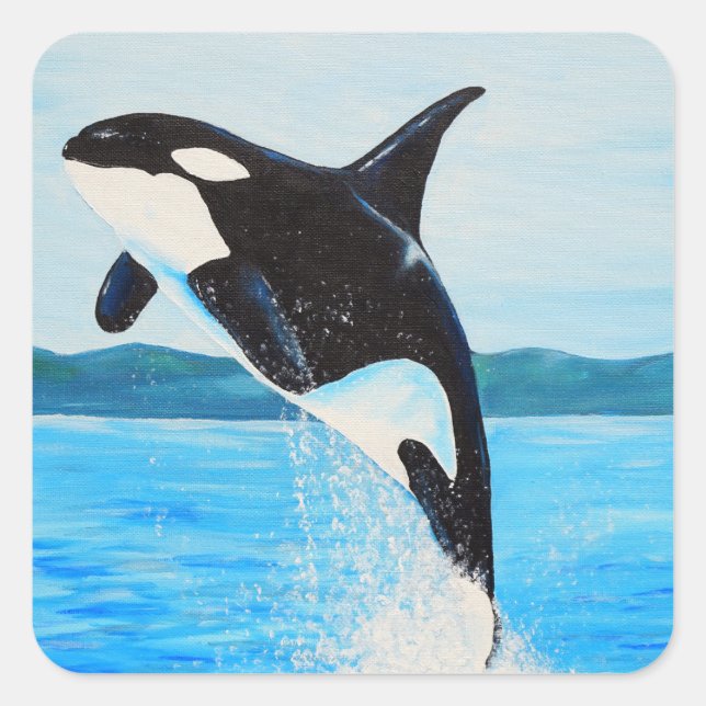 Orca Painting Square Sticker (Front)