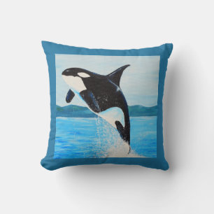Orca Painting Throw Pillow