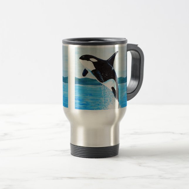 Orca Painting Travel Mug (Front Right)