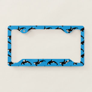 Orca Pattern: Blue License Plate Frame