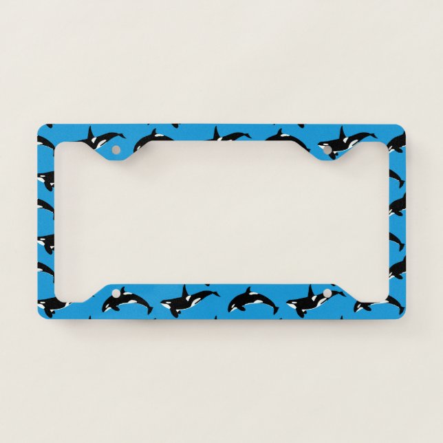 Orca Pattern: Blue License Plate Frame (Front)