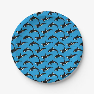 Orca Pattern: Blue Paper Plates
