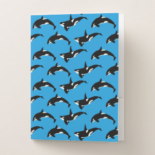 Orca Pattern: Blue Pocket Folder