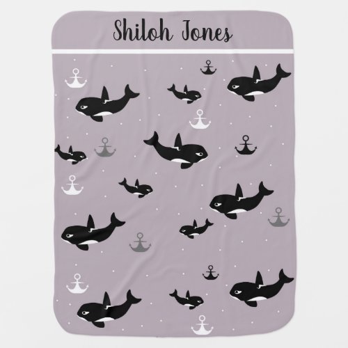 Orca Pattern _ Cute Killer Whale Cartoon Pattern Baby Blanket